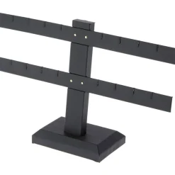 Plymor Black Faux Leather Double T-Bar, Eight Pair Earring Display Stand, 10.25" W x 6.5" H