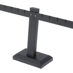 Plymor Black Faux Leather T-Bar, Four Pair Earring Display Stand, 10.25" W x 6" H