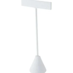 Plymor White Faux Leather "T" Style, Single Pair Earring Display Stand, 2.625" W x 1.25" D x 5.75" H