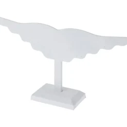 Plymor White Faux Leather Wing Style, Ten Pair Earring Display Stand, 12.5" W x 6.5" H