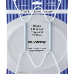 Plymor White Vinyl Finish Wall Mountable Tray and Platter Hanger, 8.25" H x 4.75" W x 0.875" D (For Trays or Platters 10" - 16")