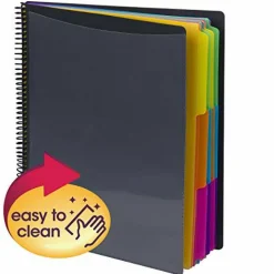 24 Pocket Poly Project Organizer, 1/3-Cut Tab, Letter Size, Gray with Bright Colors (89206)