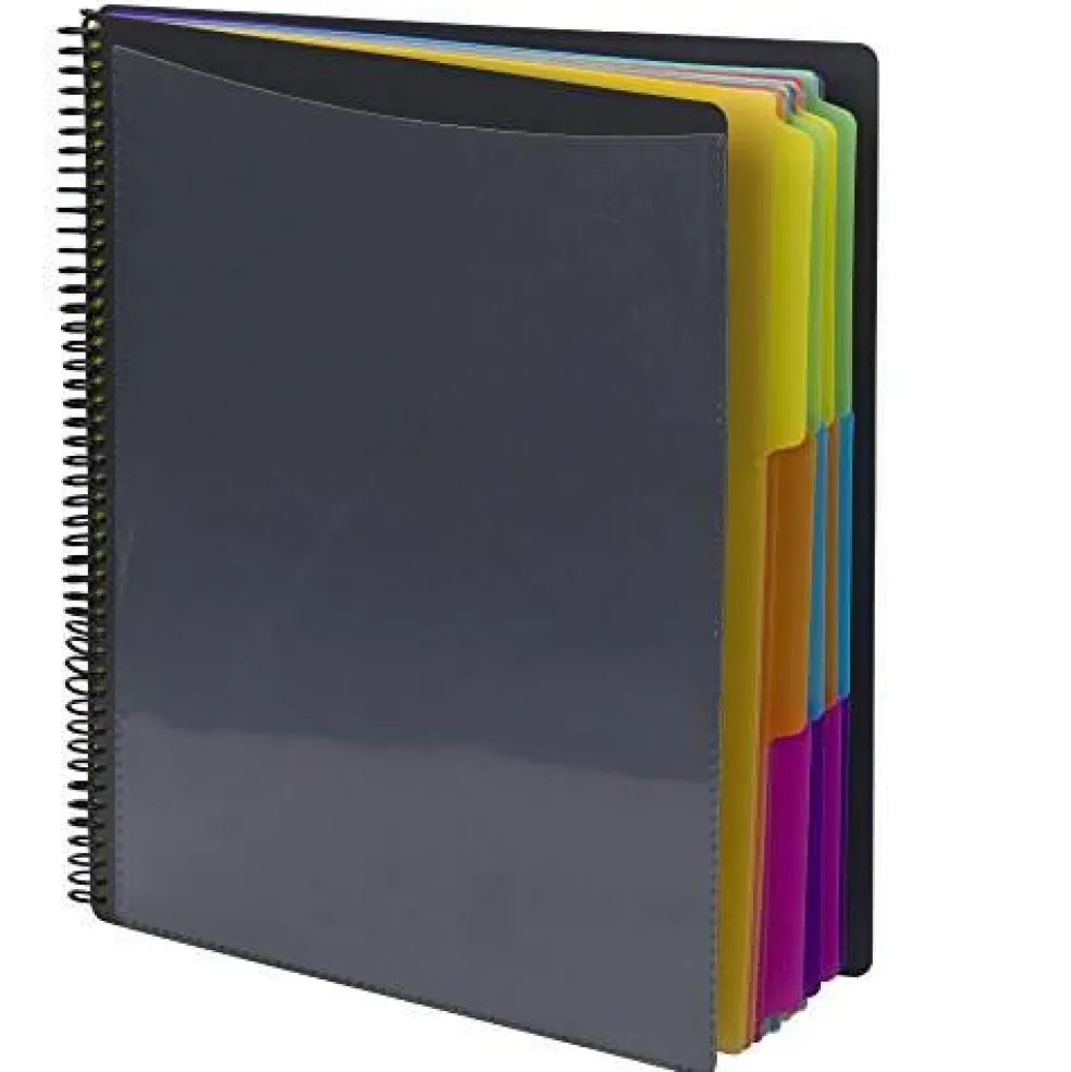 24 Pocket Poly Project Organizer, 1/3-Cut Tab, Letter Size, Gray with Bright Colors (89206)