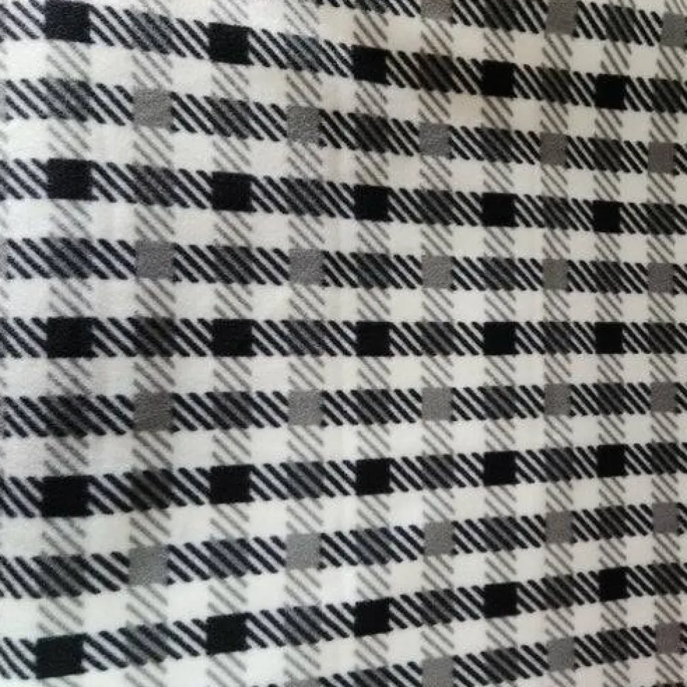 Polar Fleece Check Black/White 3 Yard Pre-Cut Fabric