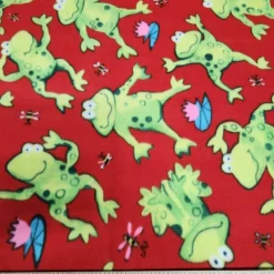 Polar Fleece 58" Frogs Red 3 Yard Pre-Cut Fabric