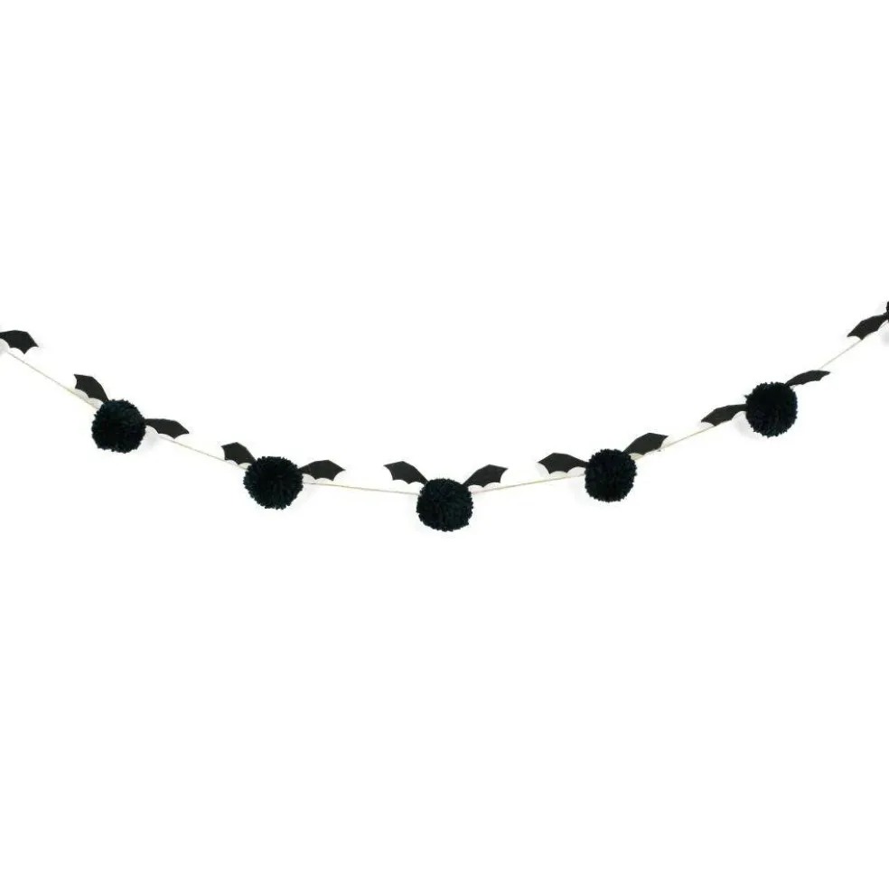 5' Pom Pom Black bat garland