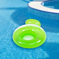 Pool Central 4ft. Green Inflatable Inner Tube Swimming Pool Float with Backrest