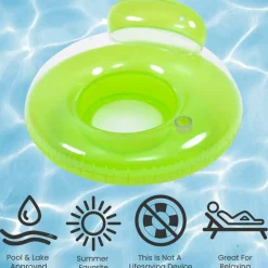 Pool Central 4ft. Green Inflatable Inner Tube Swimming Pool Float with Backrest