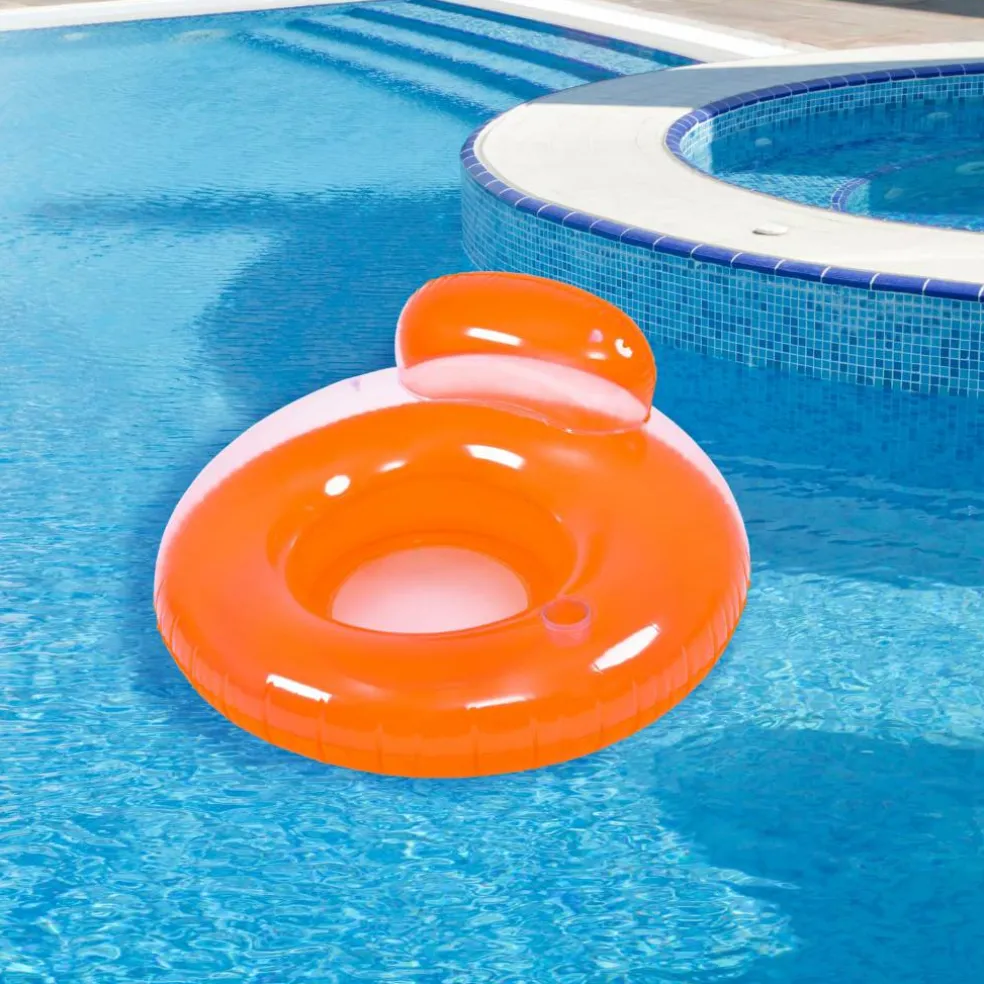 Pool Central 4ft. Orange Inflatable Inner Tube Pool Float with Backrest