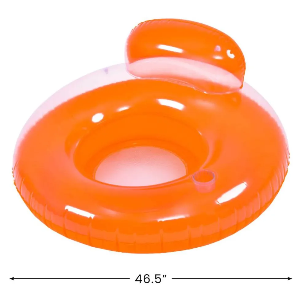 Pool Central 4ft. Orange Inflatable Inner Tube Pool Float with Backrest