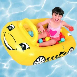 Pool Central® 3.75ft. Yellow Inflatable Kiddie Car Ball Pit & Pool Float