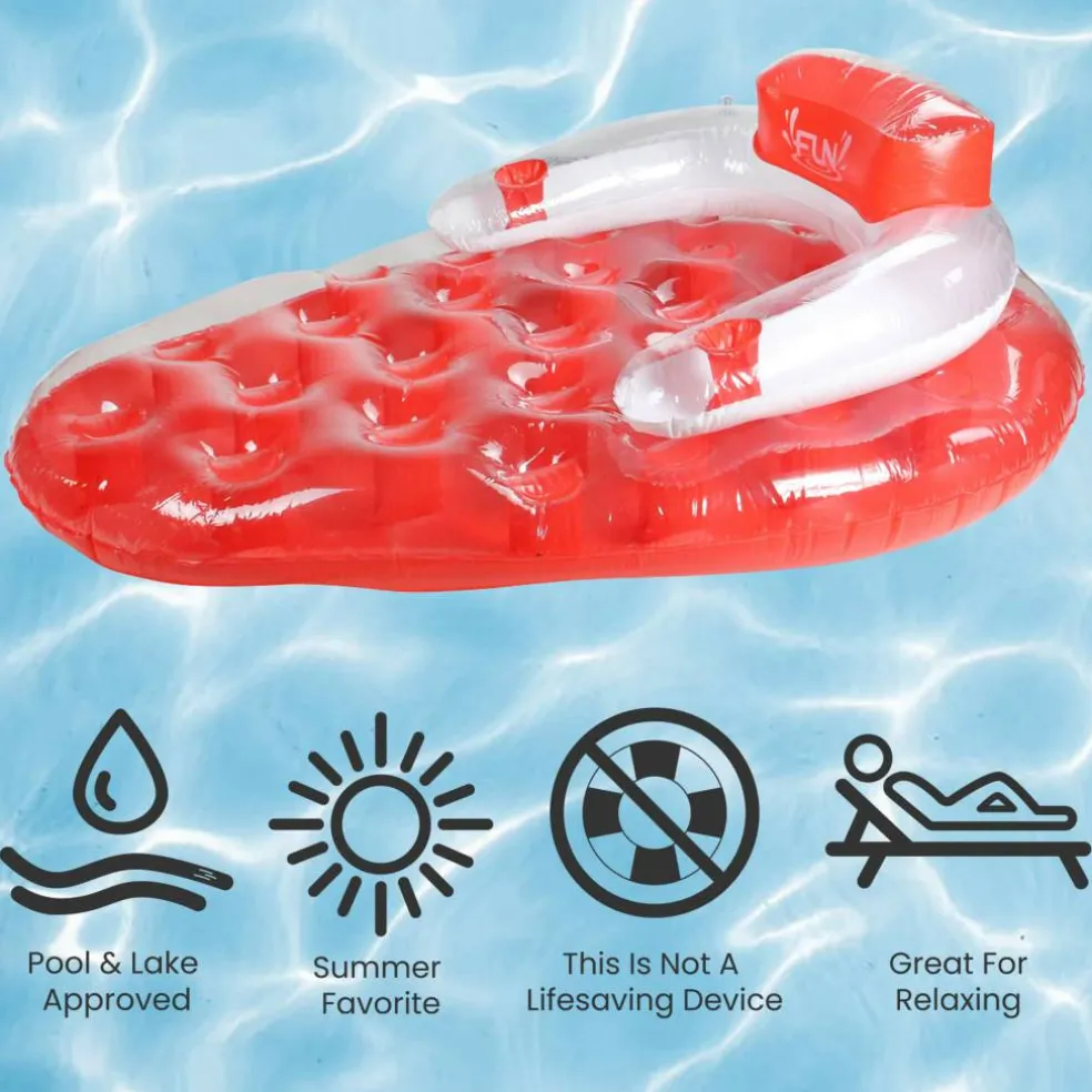 Pool Central® 65" Red & White Inflatable Strawberry Pool Water Lounge Float