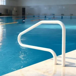 Pool Safety Handrail for Saltwater and Chlorine Pools, 48 x 32 Inch Stainless Steel Support Rail for Concrete, Wood and Brick Surfaces