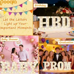 Pooqla LED Marquee Letter Lights Sign, Light Up Alphabet Letter for Home Party Wedding Decoration A