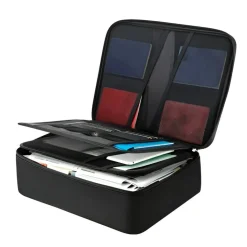 Portable Fireproof Document Box, Heat and Water Resistant Safe with Lock for Important Files