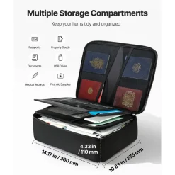 Portable Fireproof Document Box, Heat and Water Resistant Safe with Lock for Important Files