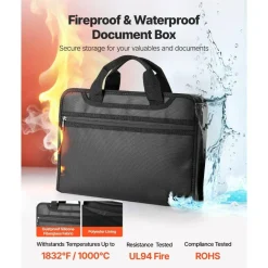 Portable Fireproof Document Bag, Multi-Layer Heat and Water Resistant Storage for Files