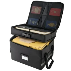 Portable Fireproof Document Box with Lock, 1832℉ Heat Insulated Two-Layer Storage for Files