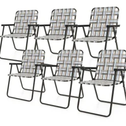 Portable Folding Lawn Chairs Set of 6 for Camping and Beach Trips
