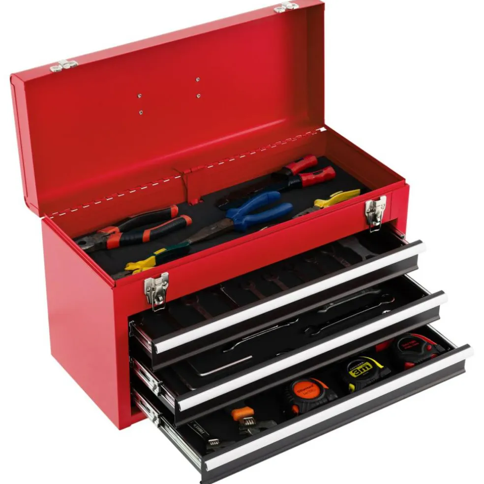 Portable Mechanic Tool Cabinet Box with 3 Drawers for Garage