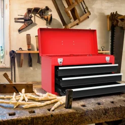 Portable Mechanic Tool Cabinet Box with 3 Drawers for Garage