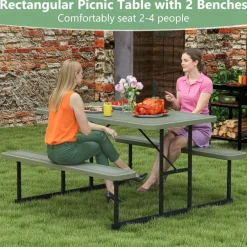 Portable Picnic Dining Set with 2 Benches for 2-4 People, Ideal for Outdoors