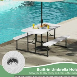 Portable Picnic Dining Set with 2 Benches for 2-4 People, Ideal for Outdoors