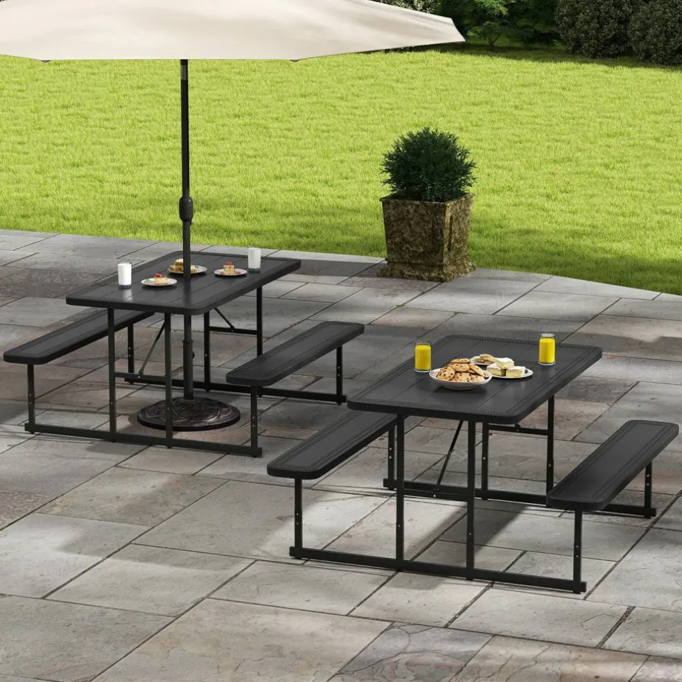 Portable Picnic Dining Set with 2 Benches for 2-4 People, Ideal for Outdoors