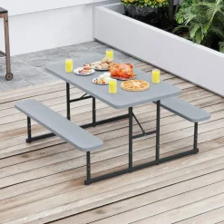Portable Picnic Dining Set with 2 Benches for 2-4 People, Ideal for Outdoors