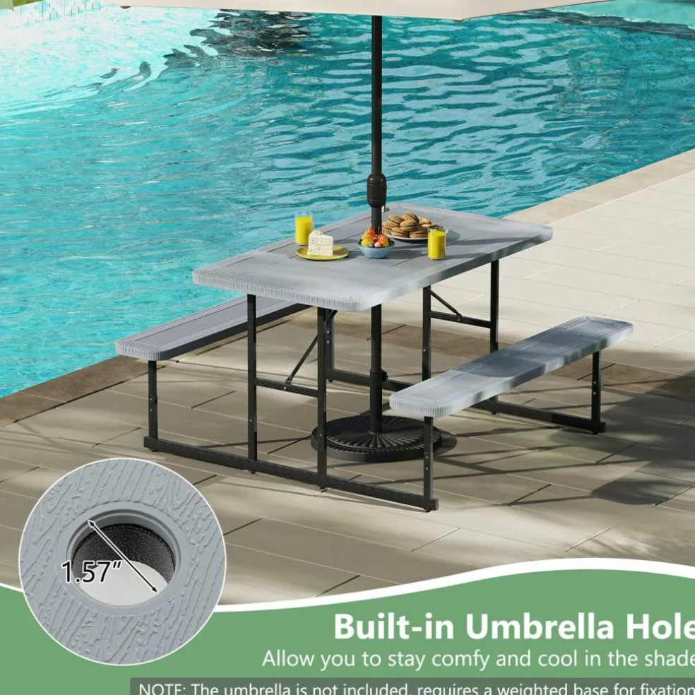 Portable Picnic Dining Set with 2 Benches for 2-4 People, Ideal for Outdoors
