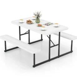 Portable Picnic Dining Set with 2 Benches for 2-4 People, Ideal for Outdoors