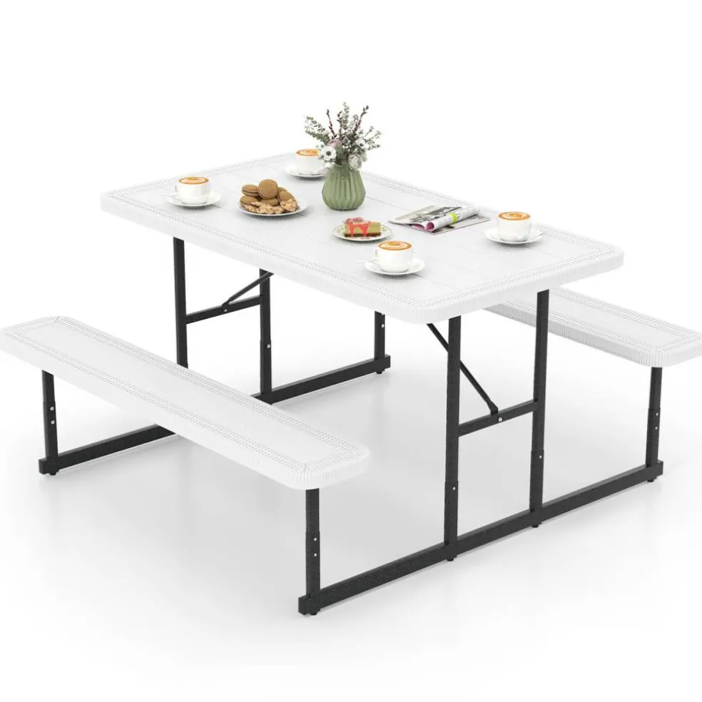 Portable Picnic Dining Set with 2 Benches for 2-4 People, Ideal for Outdoors