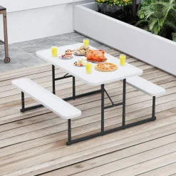 Portable Picnic Dining Set with 2 Benches for 2-4 People, Ideal for Outdoors