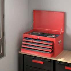 Portable Steel Toolbox 6 Drawer Ball Bearing Slides 120 lb Capacity