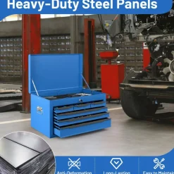 Portable Steel Toolbox 6 Drawer Ball Bearing Slides 120 lb Capacity