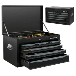 Portable Steel Toolbox 6 Drawer Ball Bearing Slides 120 lb Capacity