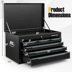 Portable Steel Toolbox 6 Drawer Ball Bearing Slides 120 lb Capacity