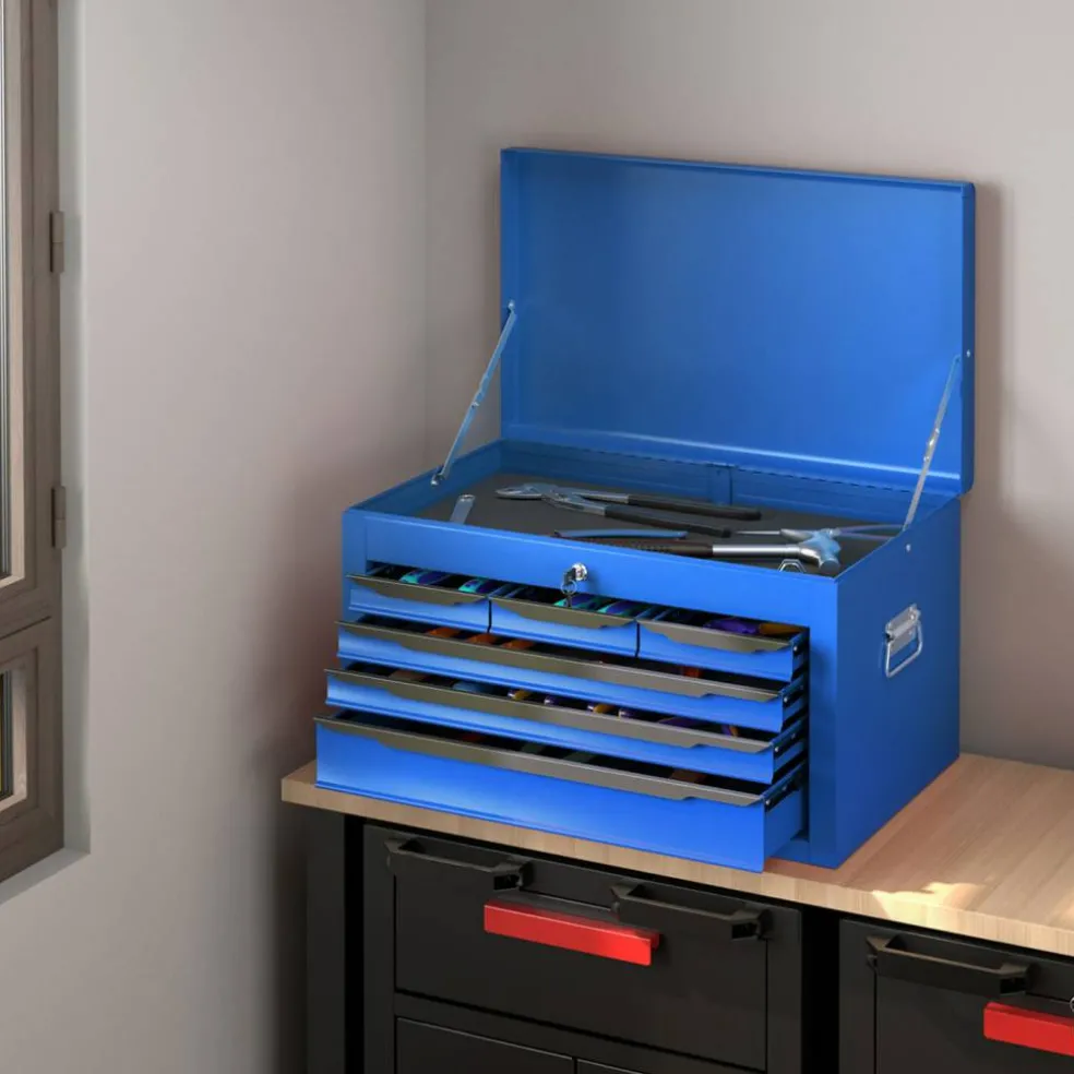 Portable Steel Toolbox 6 Drawer Ball Bearing Slides 120 lb Capacity