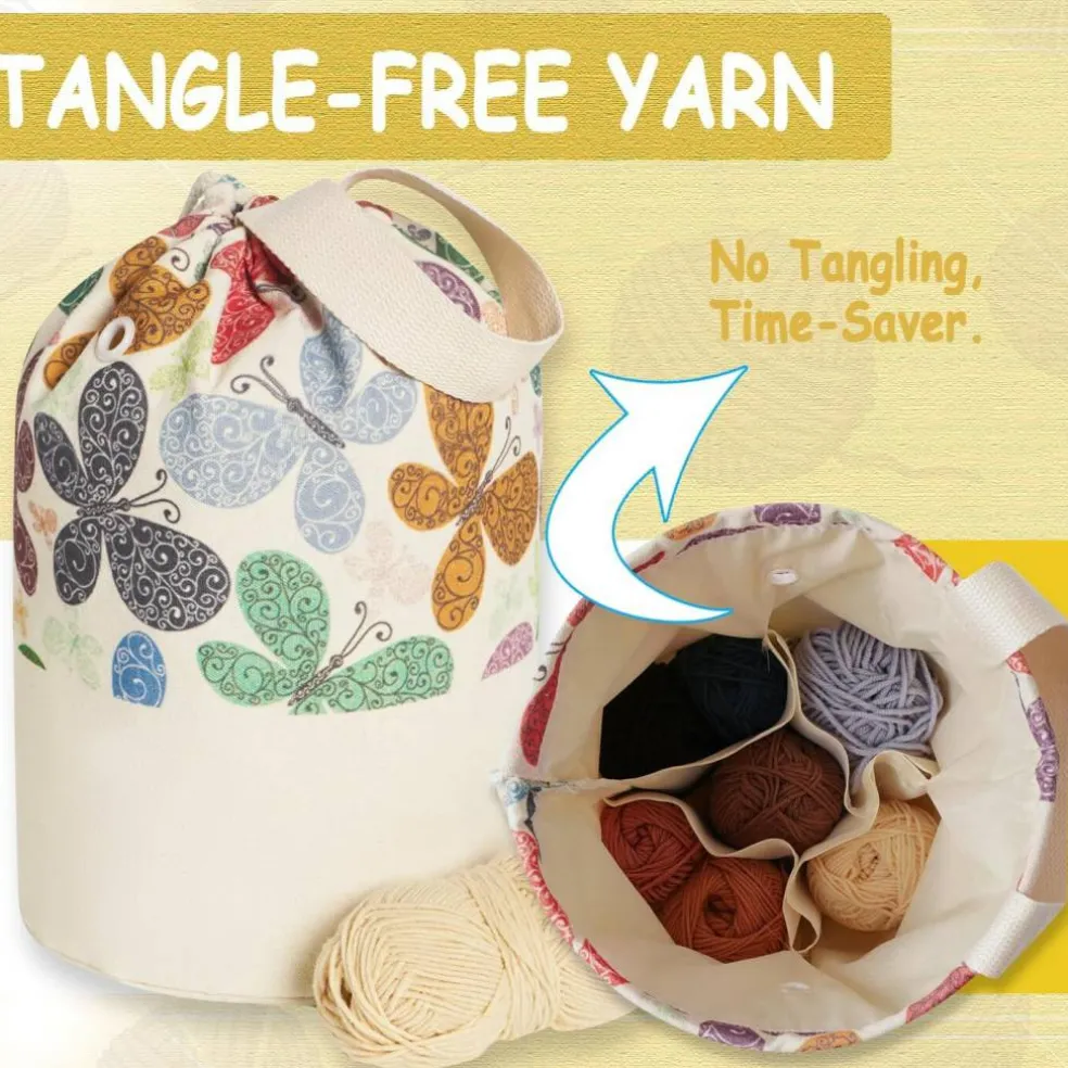 Portable Yarn Storage Bags - (Medium, Butterfly) 12"L x 8"W x 12"H