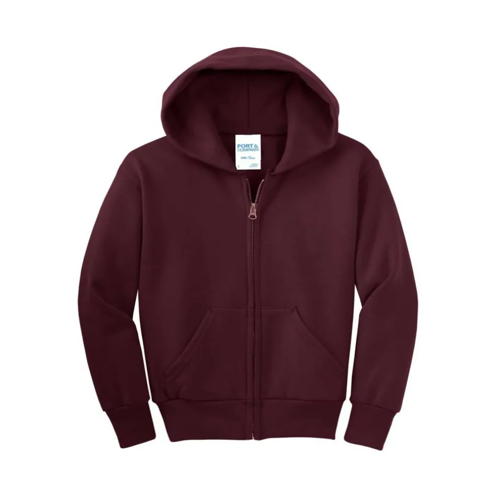 Port & Company® Youth Core Fleece Full-Zip Hooded Sweatshirt