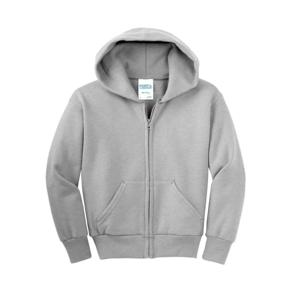 Port & Company® Youth Core Fleece Full-Zip Hooded Sweatshirt