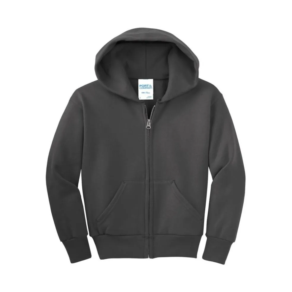 Port & Company® Youth Core Fleece Full-Zip Hooded Sweatshirt