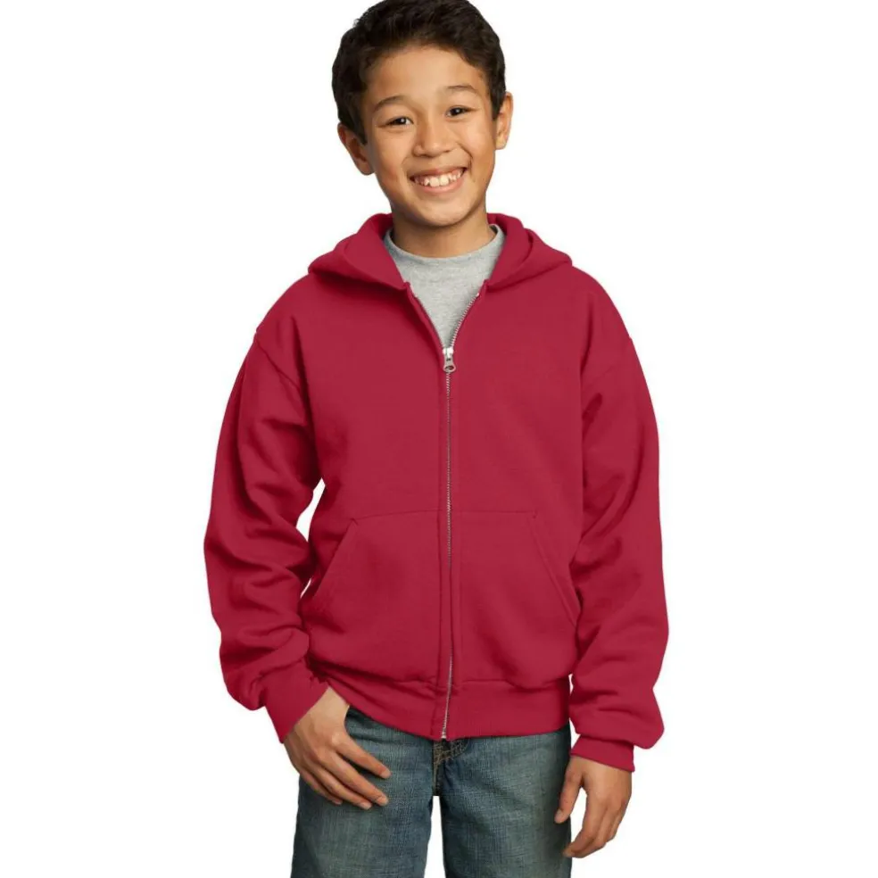 Port & Company® Youth Core Fleece Full-Zip Hooded Sweatshirt