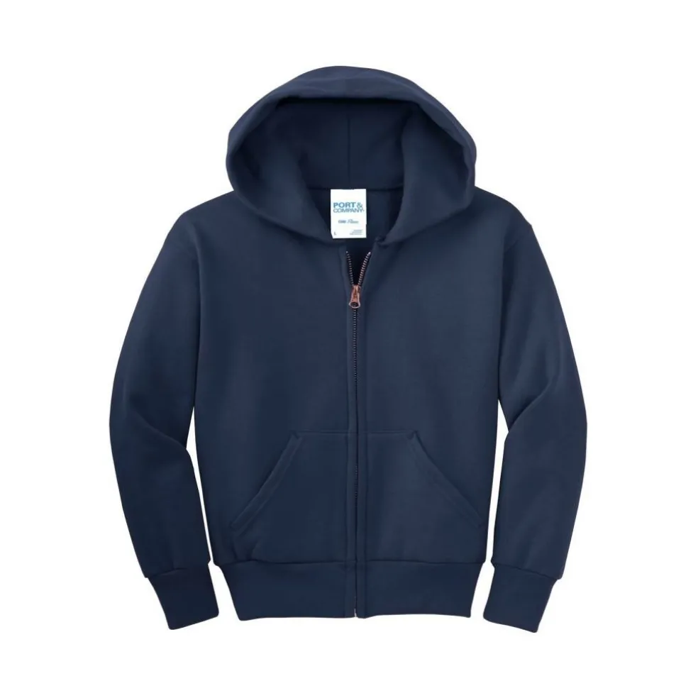 Port & Company® Youth Core Fleece Full-Zip Hooded Sweatshirt
