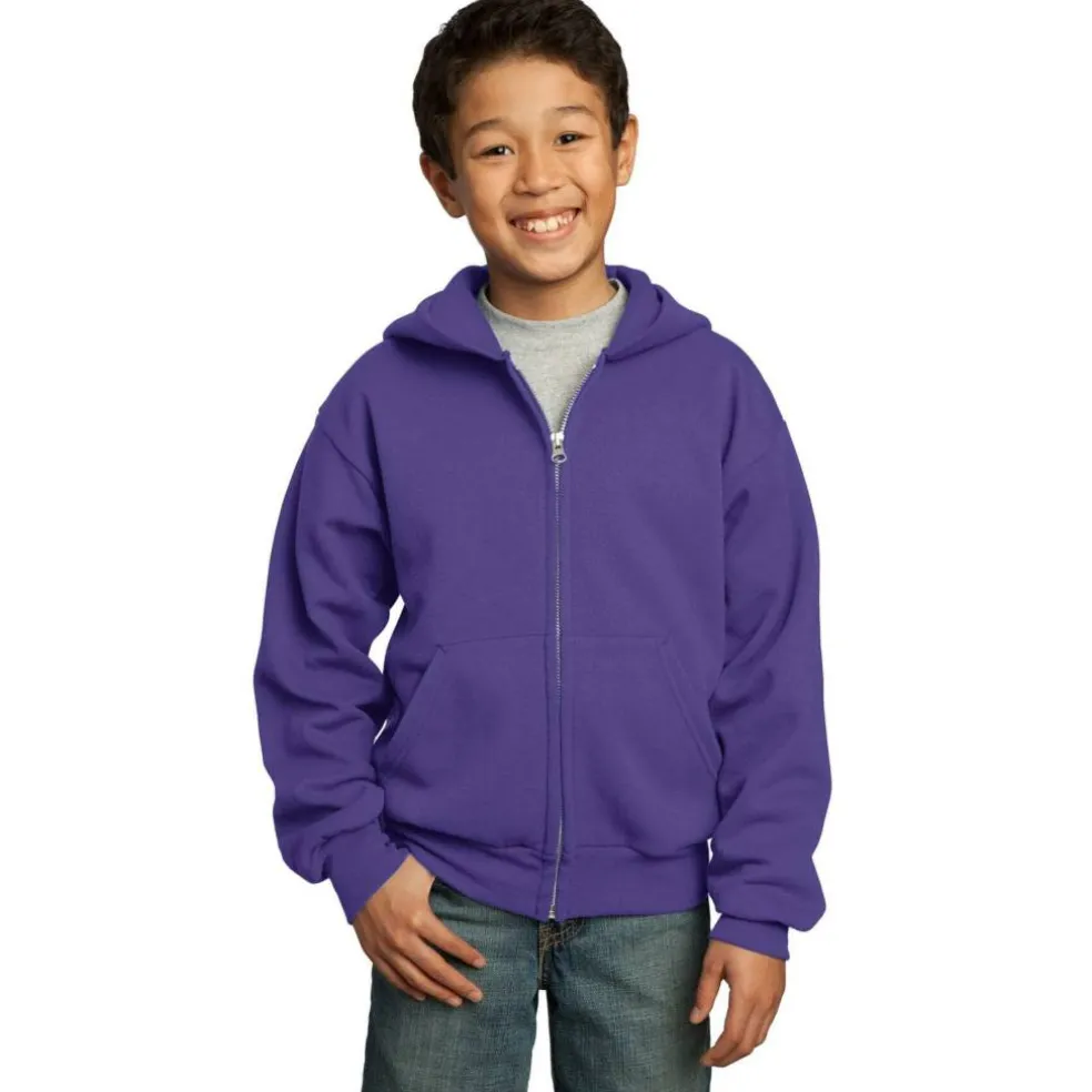 Port & Company® Youth Core Fleece Full-Zip Hooded Sweatshirt