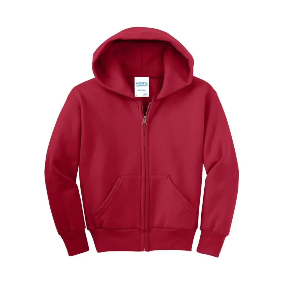 Port & Company® Youth Core Fleece Full-Zip Hooded Sweatshirt