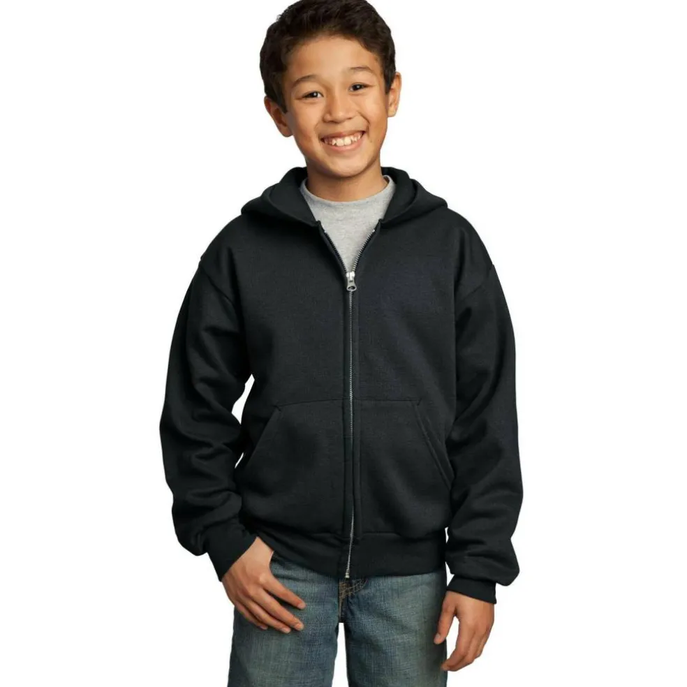 Port & Company® Youth Core Fleece Full-Zip Hooded Sweatshirt