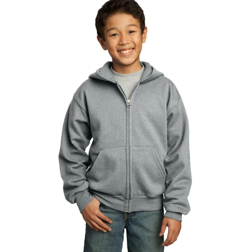 Port & Company® Youth Core Fleece Full-Zip Hooded Sweatshirt