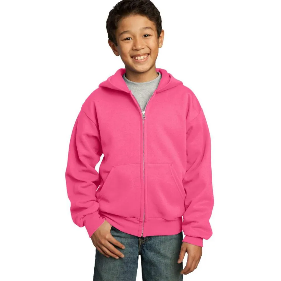 Port & Company® Youth Core Fleece Full-Zip Hooded Sweatshirt