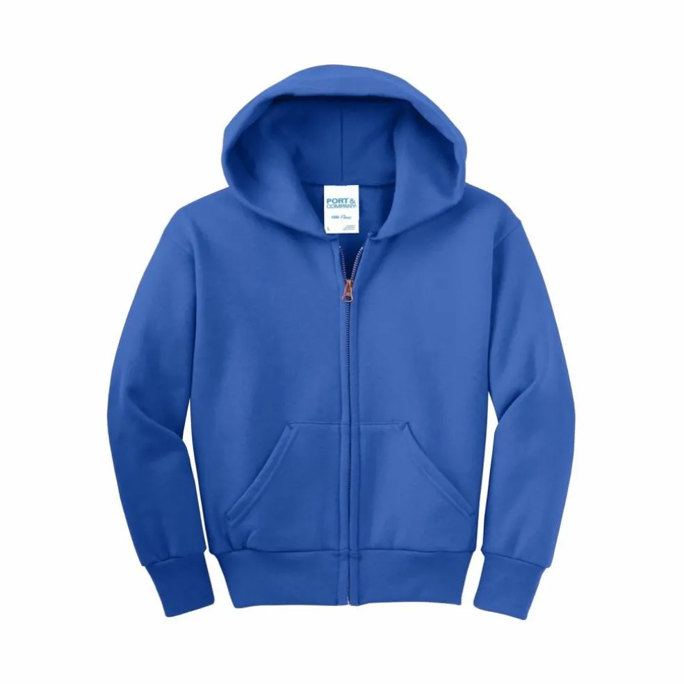 Port & Company® Youth Core Fleece Full-Zip Hooded Sweatshirt